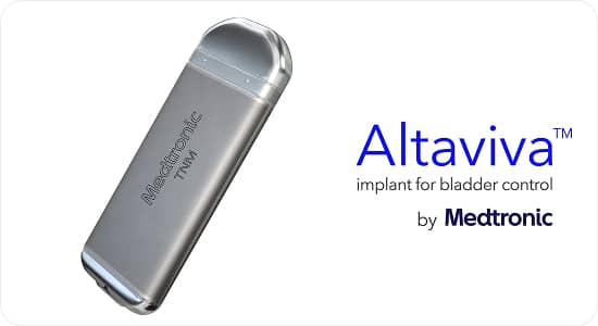 Altaviva implant on a white background with Altaviva and Medtronic logos