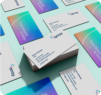 Business cards with array branding