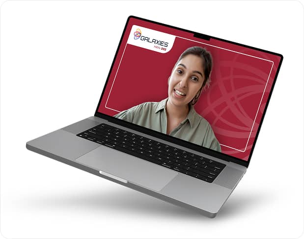 Image of a person talking on a laptop with GALAXIES H&N-202 logo