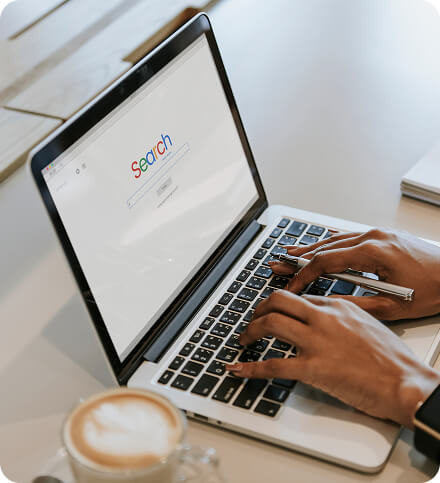 Search engine open on a laptop