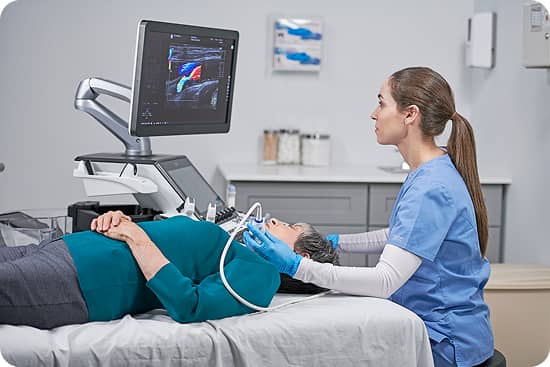 Image of an ultrasound being done on a patient's shoulder