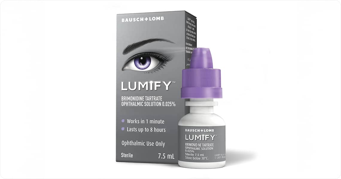 Lumify eye drops and packaging