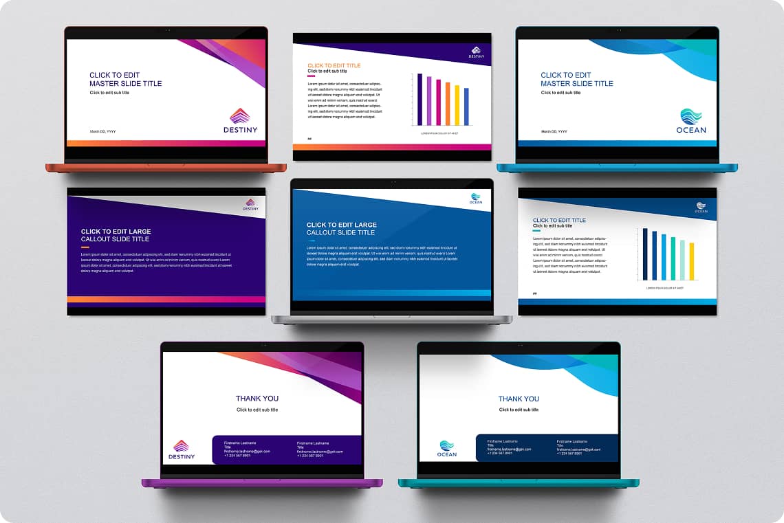 DESTINY and OCEAN branded slideshow templates