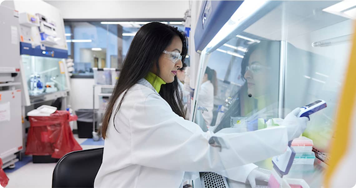 Person in a lab performing a test